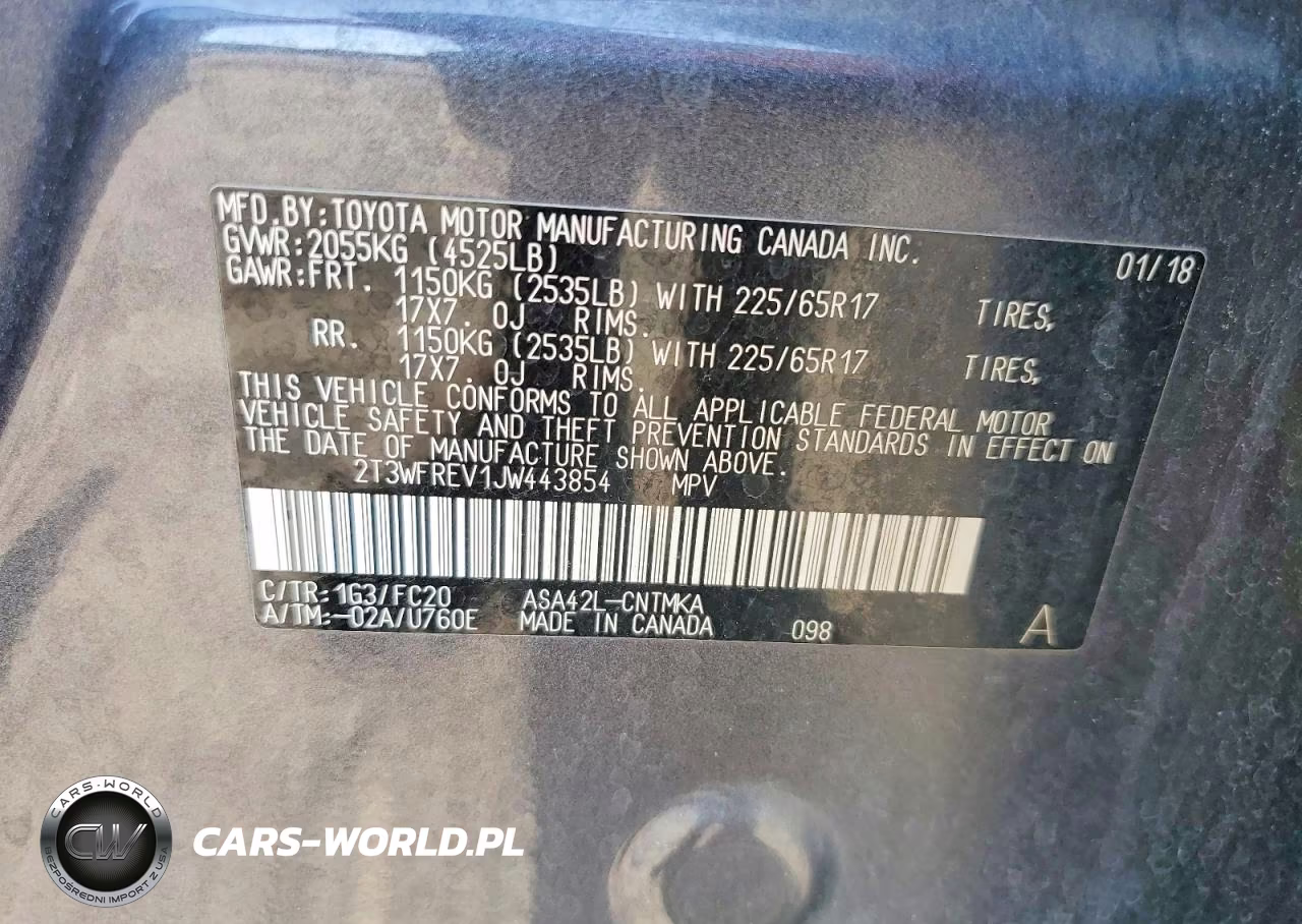 2018 Toyota Rav4 Xle VIN:2T3WFREV1JW443854 - 13