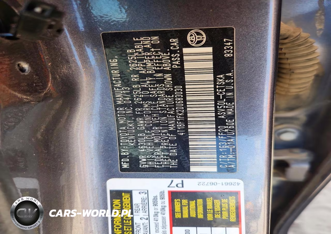 2013 Toyota Camry Se VIN:4T1BF1FK2DU683030 - 13