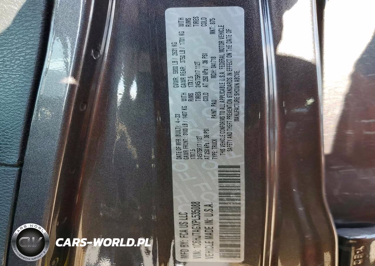 2023 Jeep Gladiator Sport VIN:1C6HJTAGXPL535088 - 12