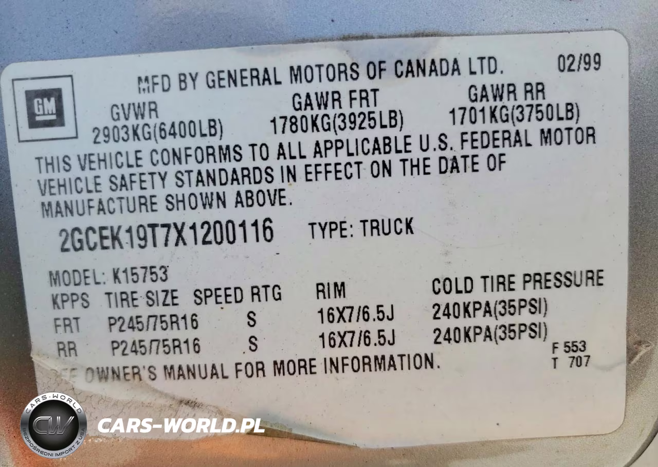 1999 Chevrolet Silverado K1500 VIN:2GCEK19T7X1200116 - 13