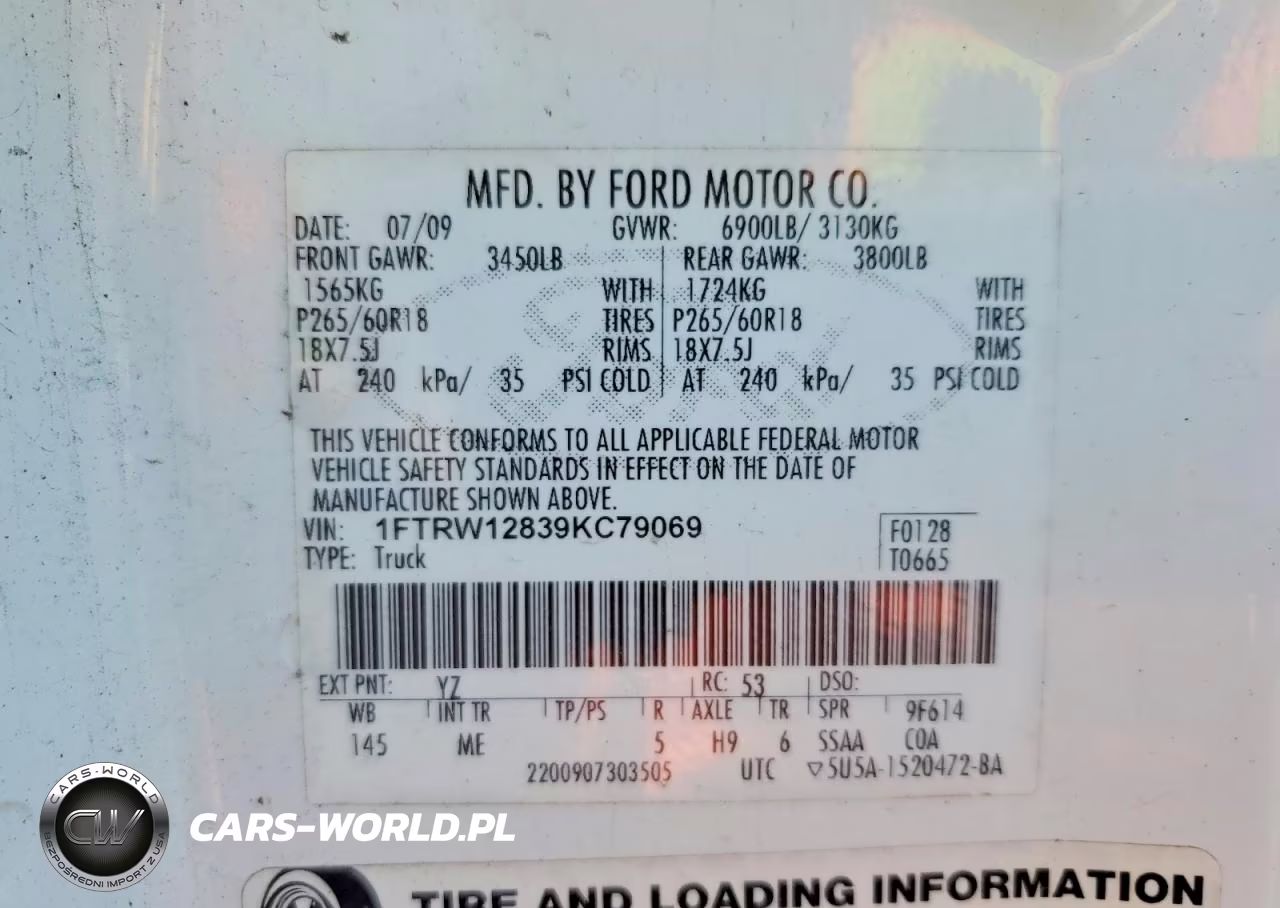 2009 Ford F150 Supercrew VIN:1FTRW12839KC79069 - 12