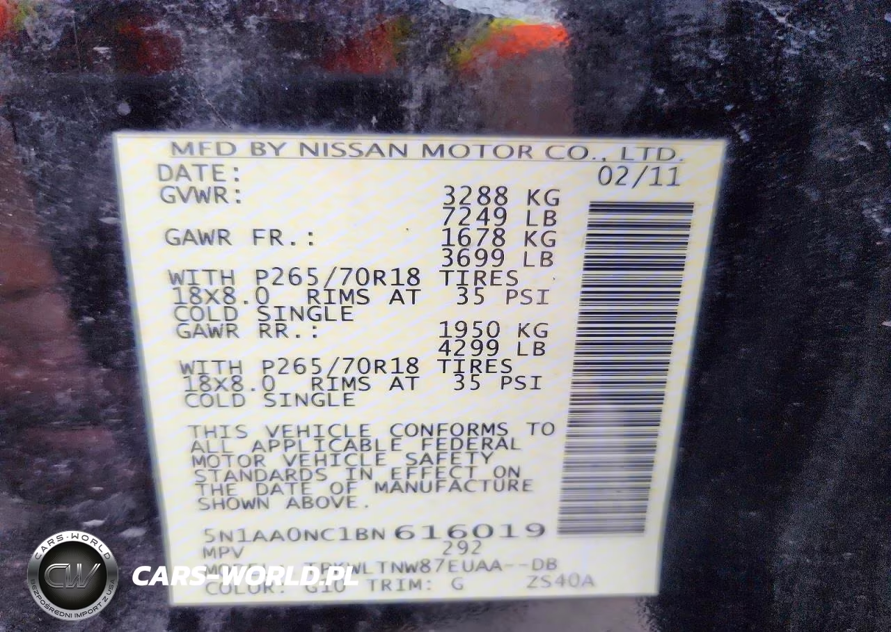 2011 Nissan Armada Sv VIN:5N1AA0NC1BN616019 - 13