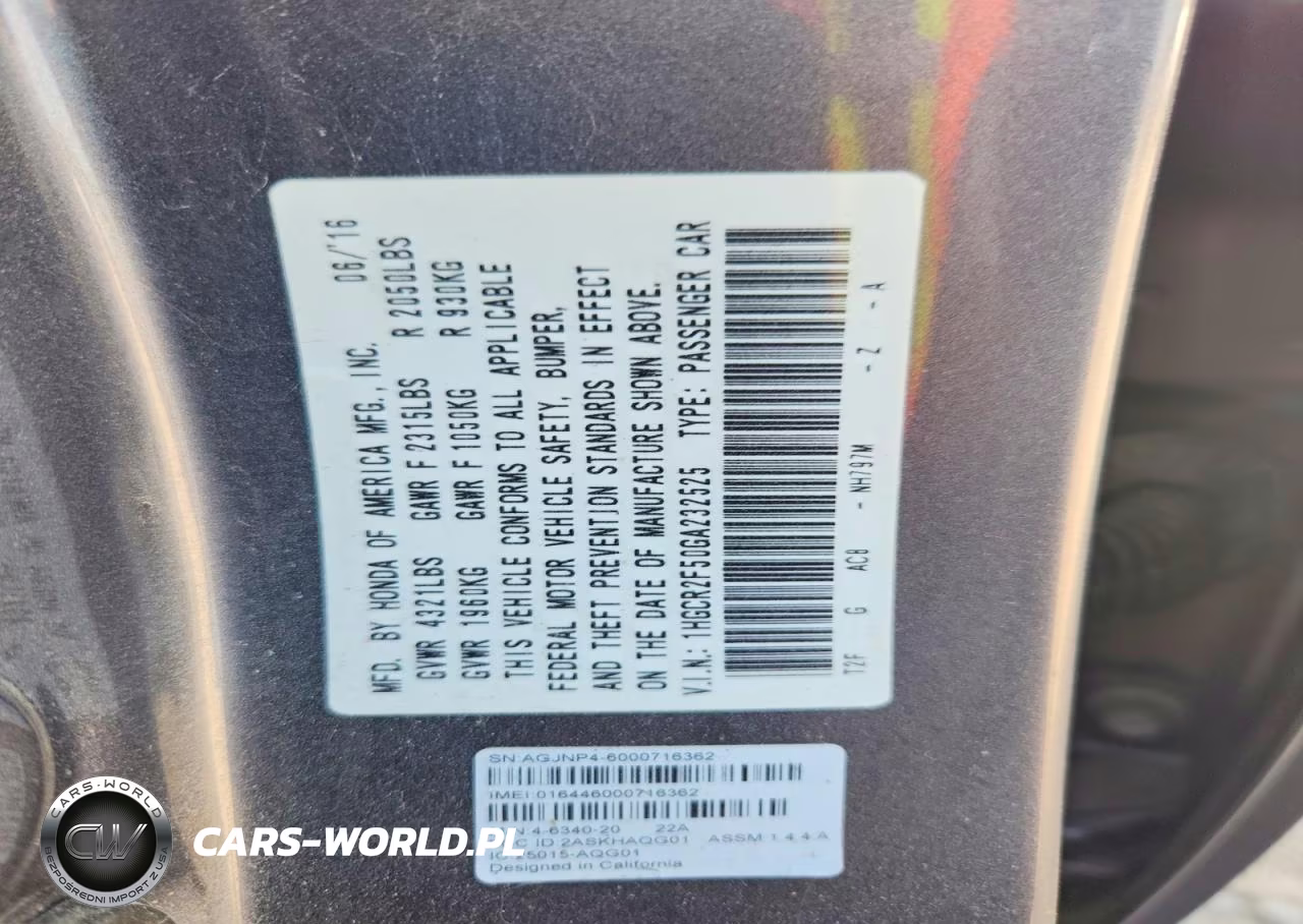 2016 Honda Accord Sport VIN:1HGCR2F50GA232525 - 13