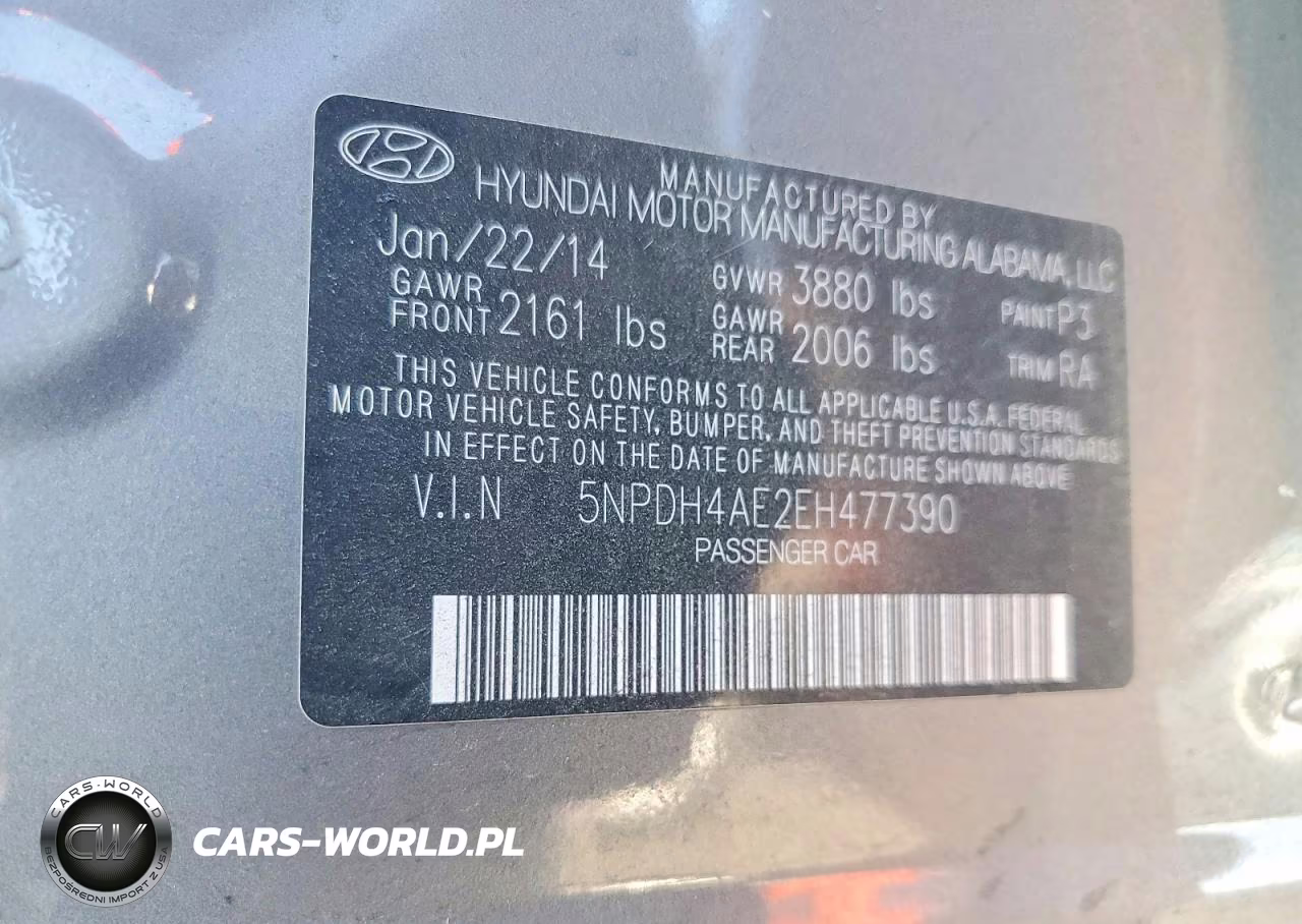 2014 Hyundai Elantra Limited VIN:5NPDH4AE2EH477390 - 12