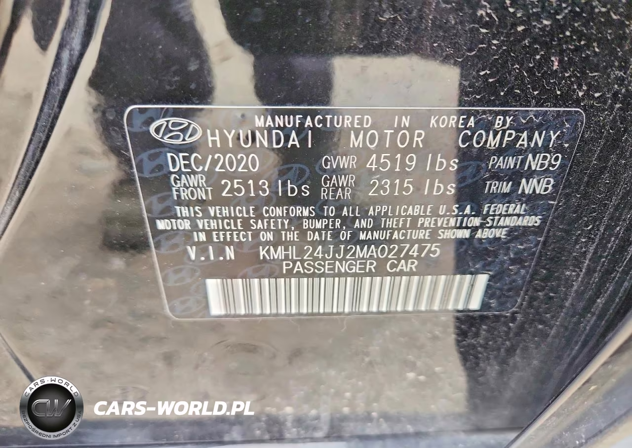 2021 Hyundai Sonata Hybrid Blue VIN:KMHL24JJ2MA027475 - 12