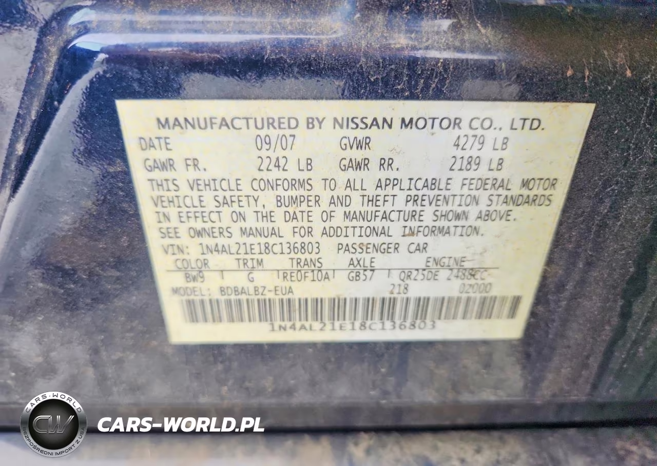 2008 Nissan Altima 2.5 VIN:1N4AL21E18C136803 - 12