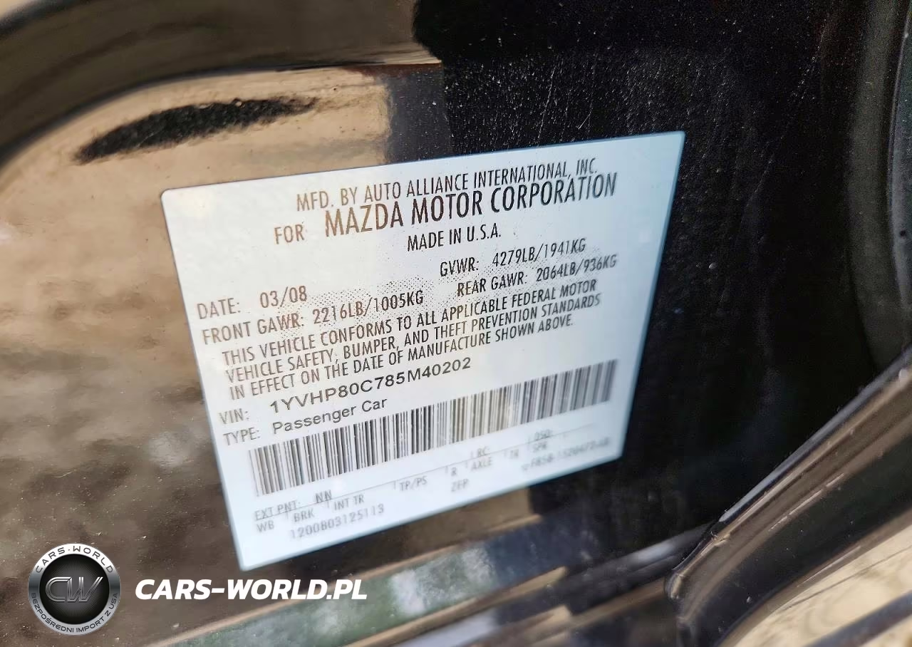 2008 Mazda 6 I VIN:1YVHP80C785M40202 - 12