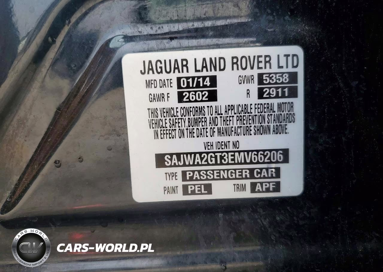 2014 Jaguar Xjl Supercharged VIN:SAJWA2GT3EMV66206 - 13