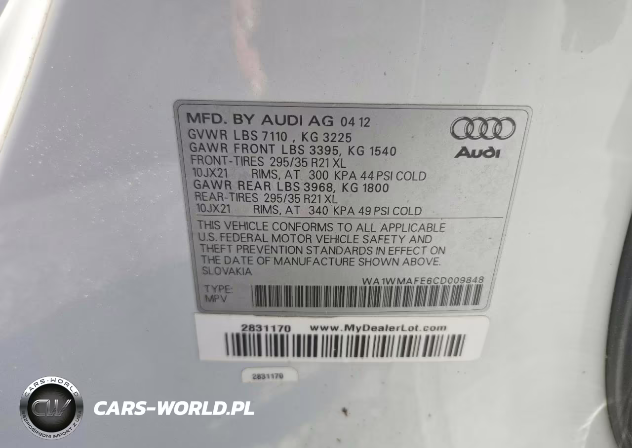 2012 Audi Q7 Prestige VIN:WA1WMAFE6CD009848 - 13