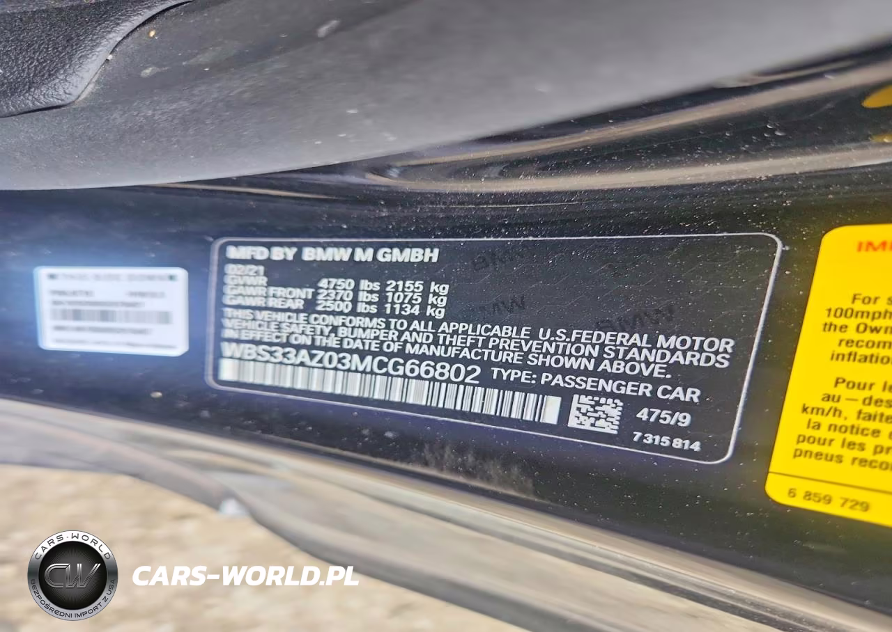 2021 BMW M4 Competition VIN:WBS33AZ03MCG66802 - 12