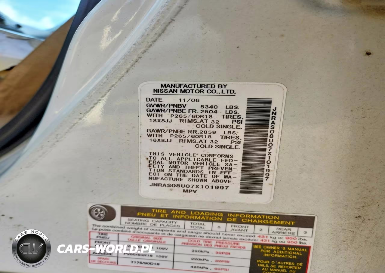 2007 Infiniti Fx35 Base VIN:JNRAS08U07X101997 - 12