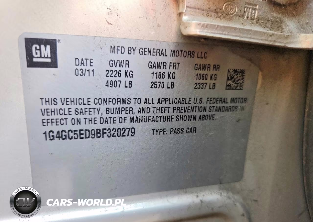 2011 Buick Lacrosse Cxl VIN:1G4GC5ED9BF320279 - 12