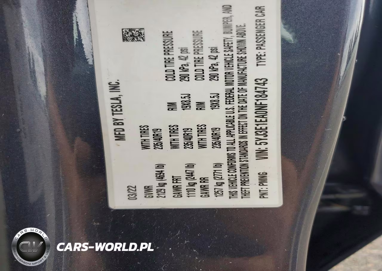 2022 Tesla Model 3 VIN:5YJ3E1EA0NF184743 - 12