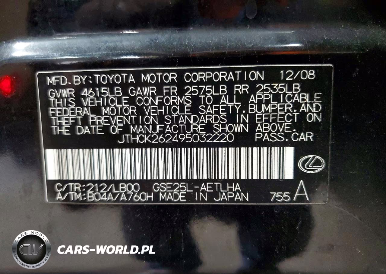 2009 Lexus Is 250 VIN:JTHCK262495032220 - 13