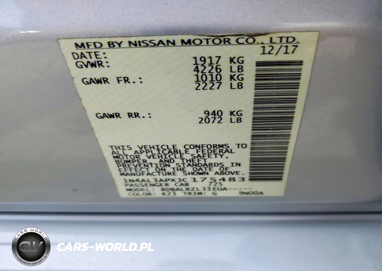 2018 Nissan Altima 2.5 Sl VIN:1N4AL3APXJC175483 - 12