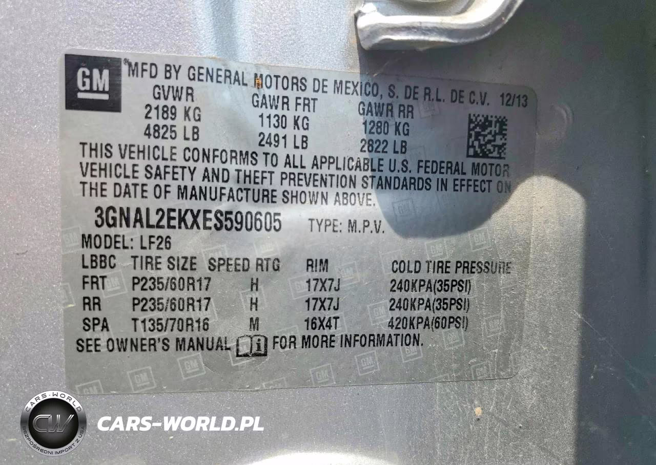 2014 Chevrolet Captiva Ls VIN:3GNAL2EKXES590605 - 13