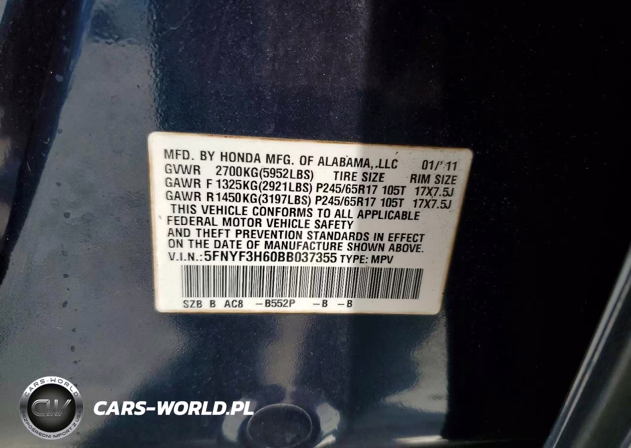 2011 Honda Pilot Exl VIN:5FNYF3H60BB037355 - 13