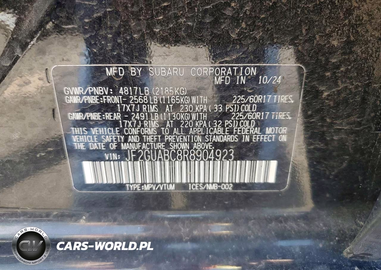 2024 Subaru Crosstrek VIN:JF2GUABC8R8904923 - 13