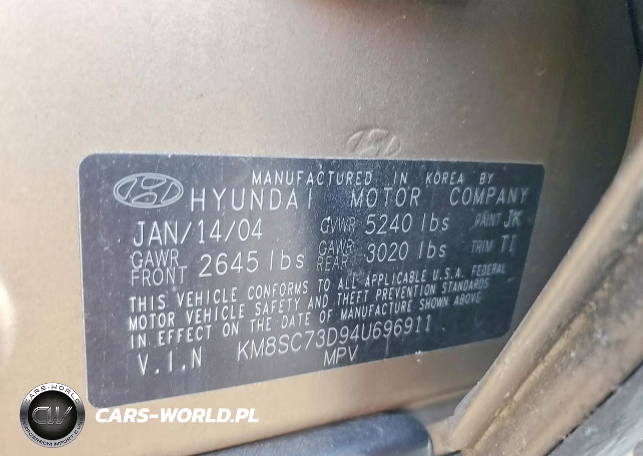 2004 Hyundai Santa Fe Gls VIN:KM8SC73D94U696911 - 13