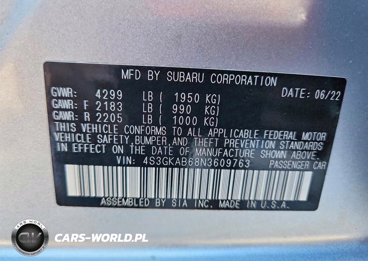 2022 Subaru Impreza VIN:4S3GKAB68N3609763 - 12
