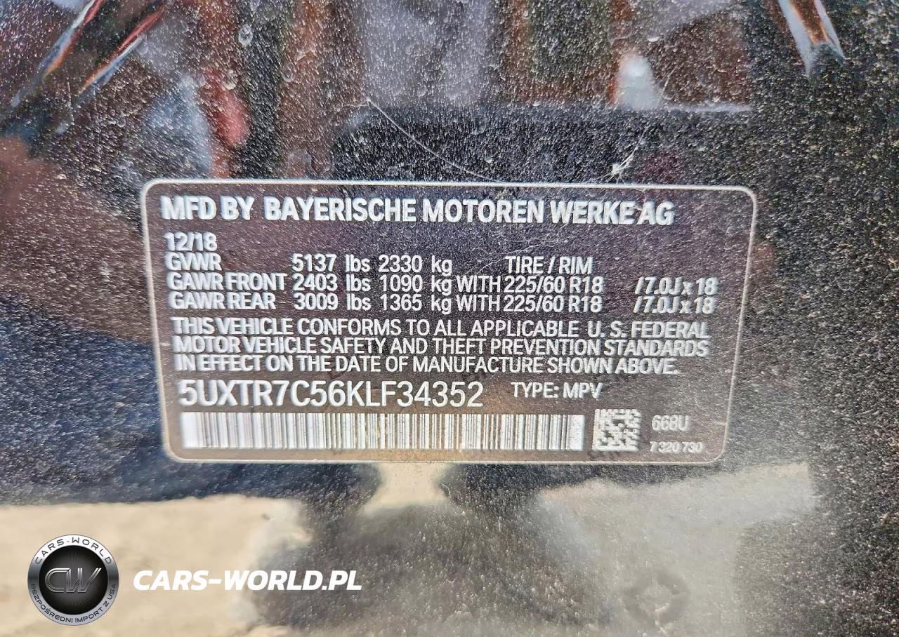 2019 BMW X3 Sdrive30I VIN:5UXTR7C56KLF34352 - 13