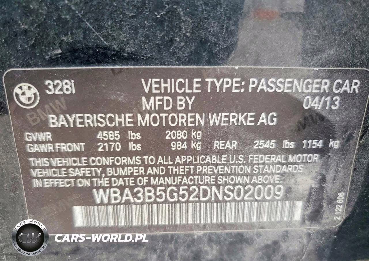 2013 BMW 328 Xi Sulev VIN:WBA3B5G52DNS02009 - 13