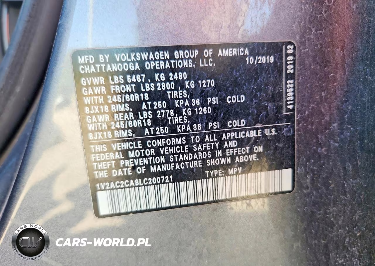 2020 Volkswagen Atlas Cross Sport S VIN:1V2AC2CA8LC200721 - 13