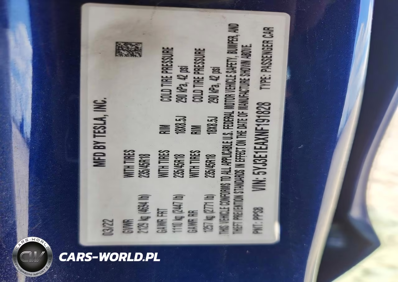 2022 Tesla Model 3 VIN:5YJ3E1EAXNF191828 - 12