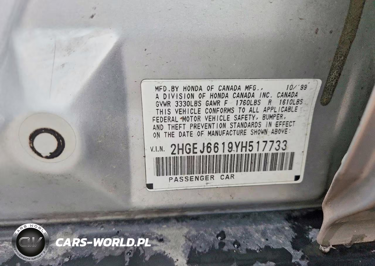 2000 Honda Civic Base VIN:2HGEJ6619YH517733 - 13