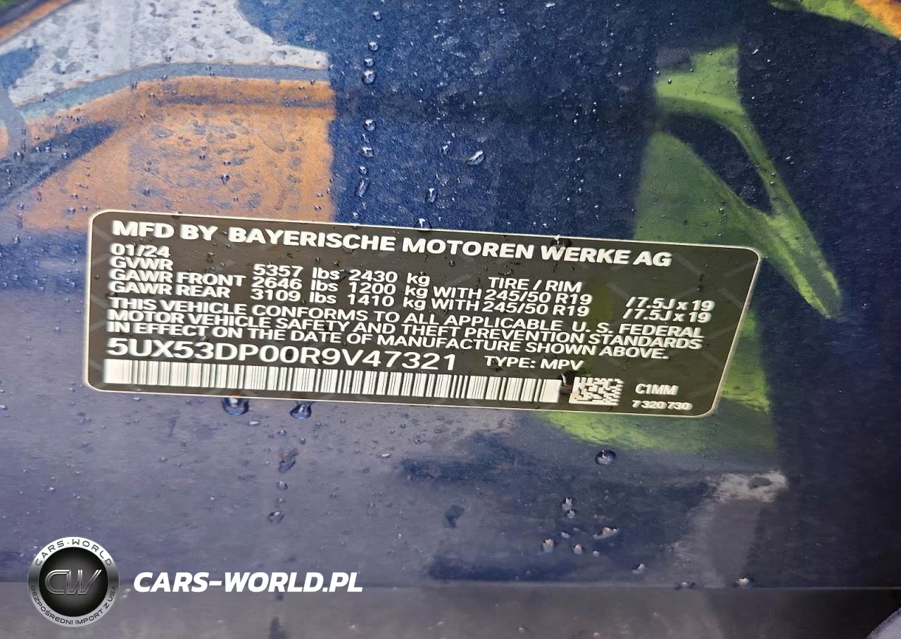 2024 BMW X3 xDrive30I VIN:5UX53DP00R9V47321 - 14