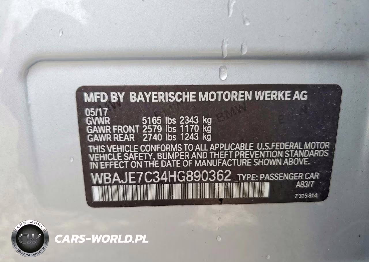 2017 BMW 540 Xi VIN:WBAJE7C34HG890362 - 12