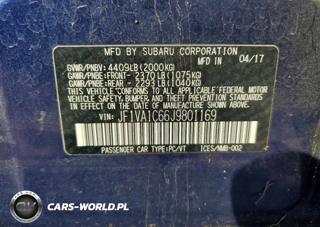 2018 Subaru Wrx Premium VIN:JF1VA1C66J9801169 - 12
