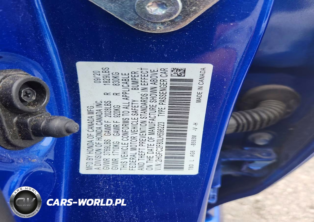 2020 Honda Civic Sport VIN:2HGFC2F80LH596223 - 12