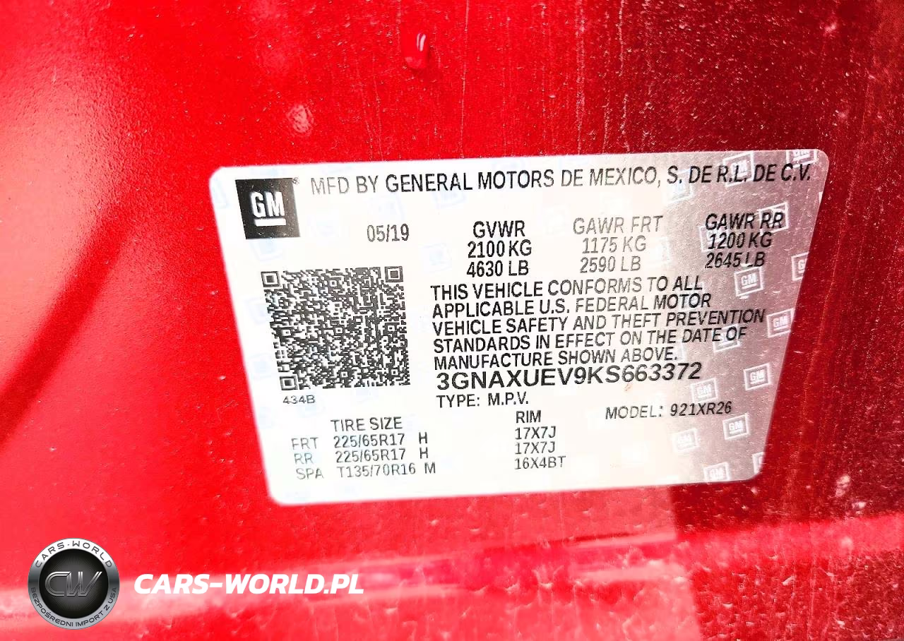2019 Chevrolet Equinox Lt VIN:3GNAXUEV9KS663372 - 14