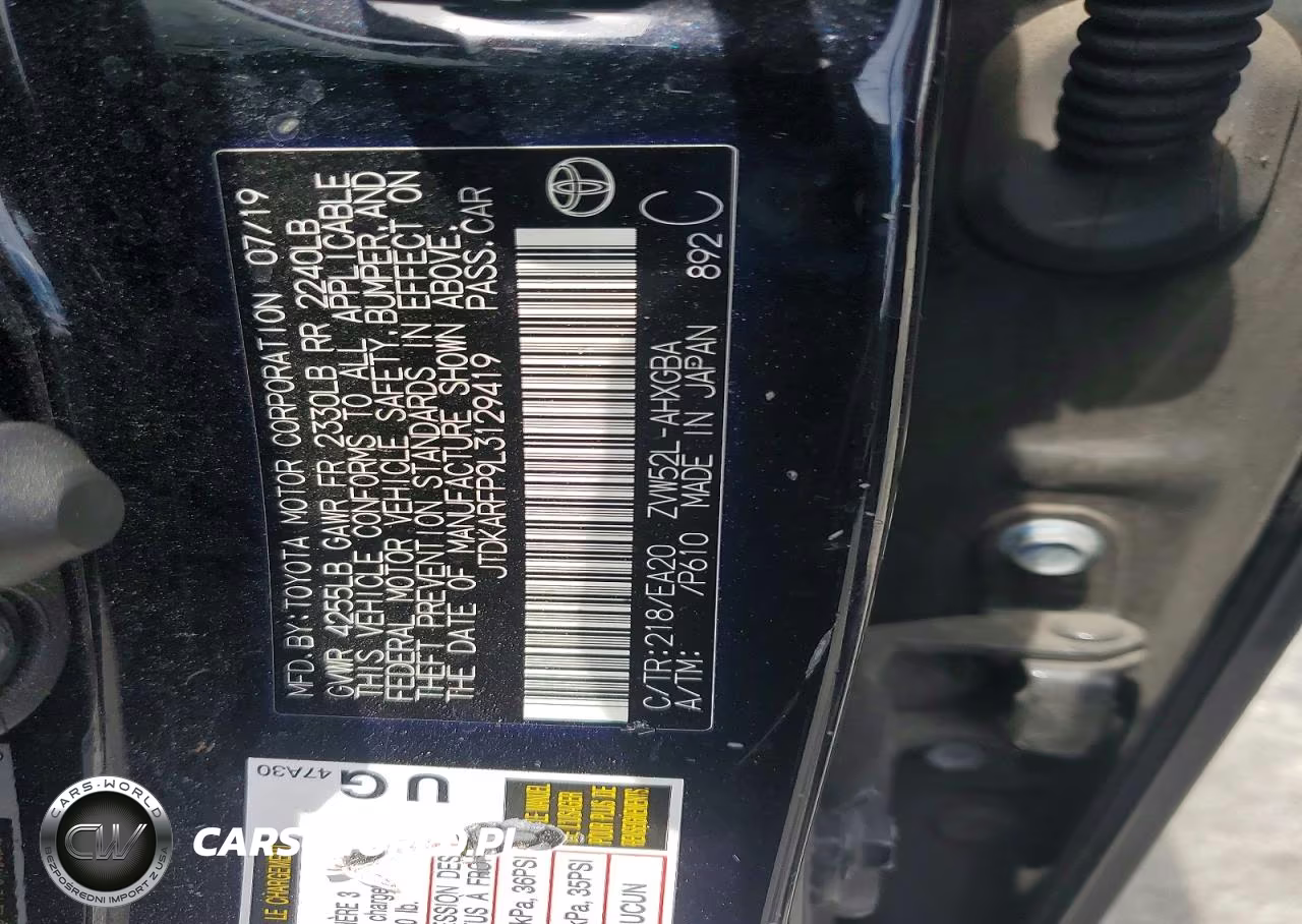 2020 Toyota Prius Prime Xle VIN:JTDKARFP9L3129419 - 12