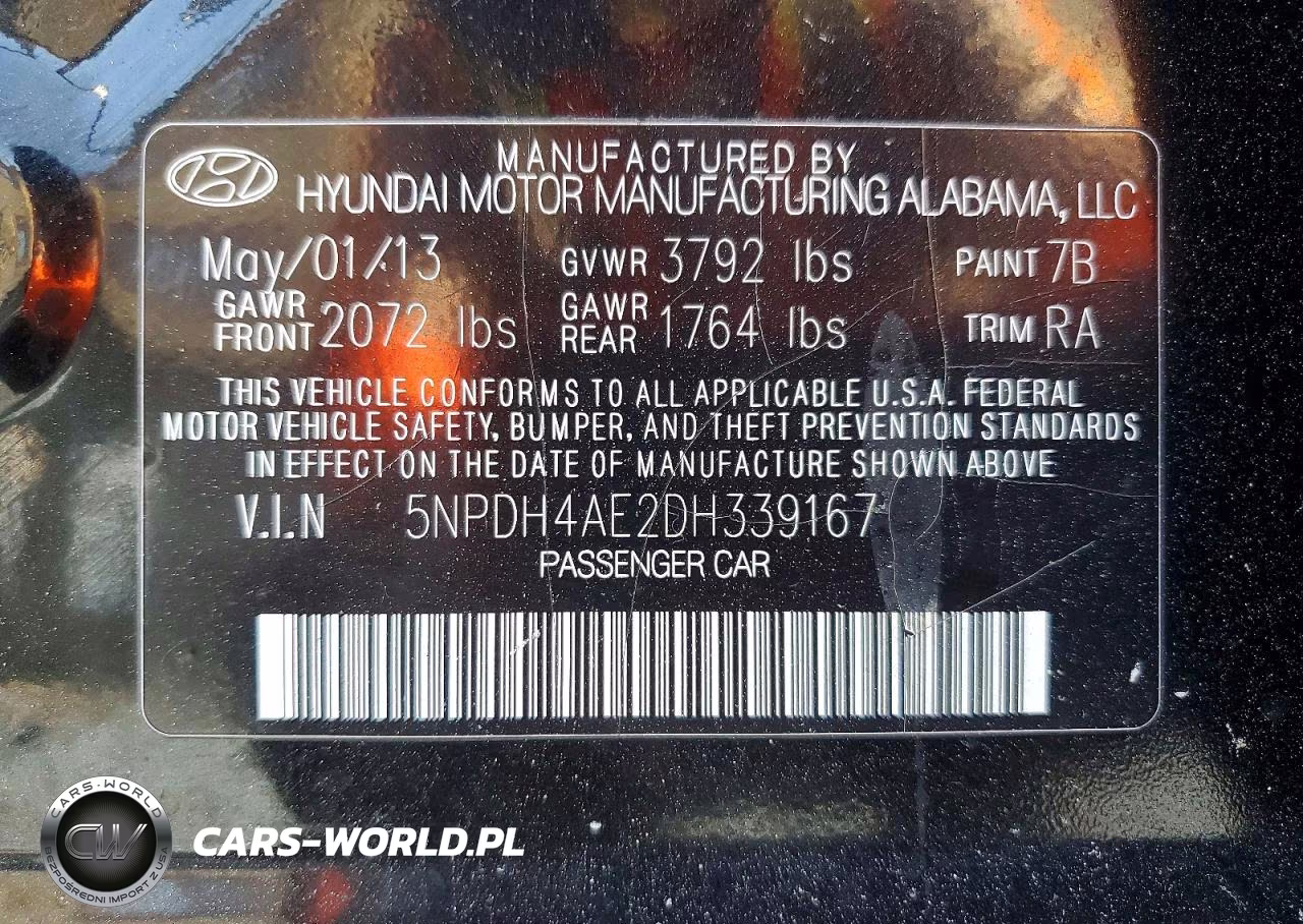 2013 Hyundai Elantra Limited VIN:5NPDH4AE2DH339167 - 12