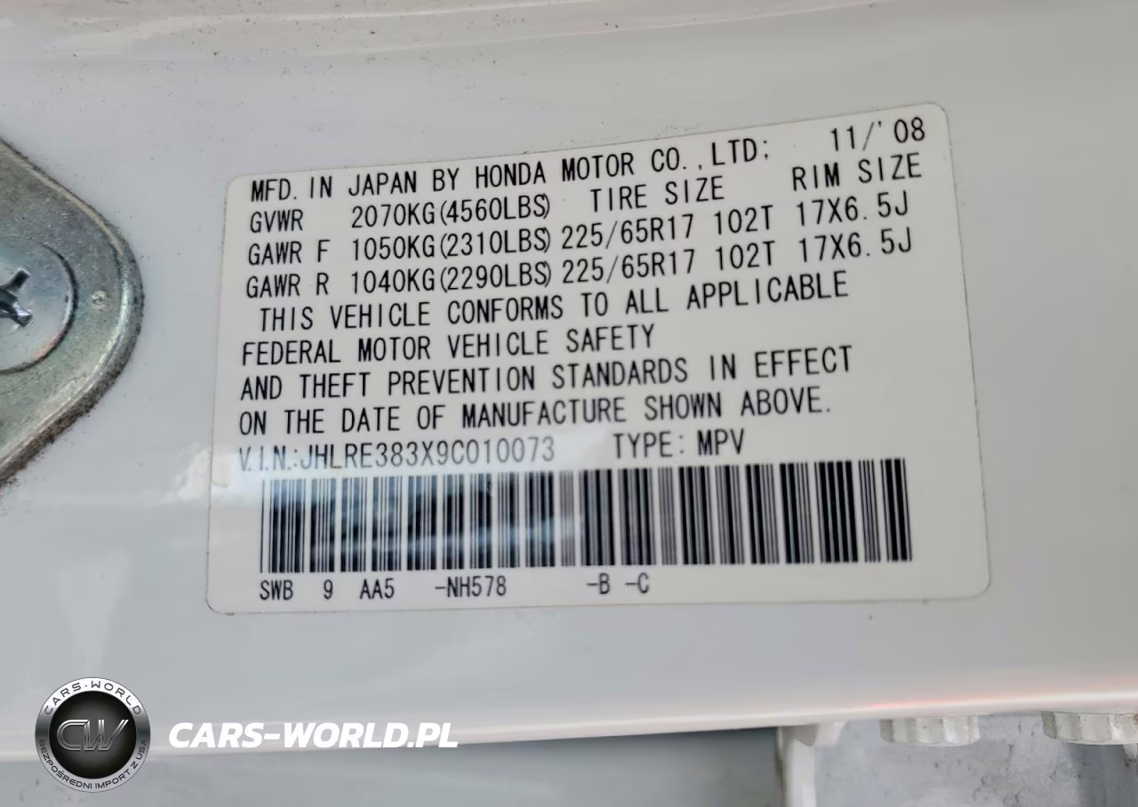 2009 Honda Cr-V Lx VIN:JHLRE383X9C010073 - 13