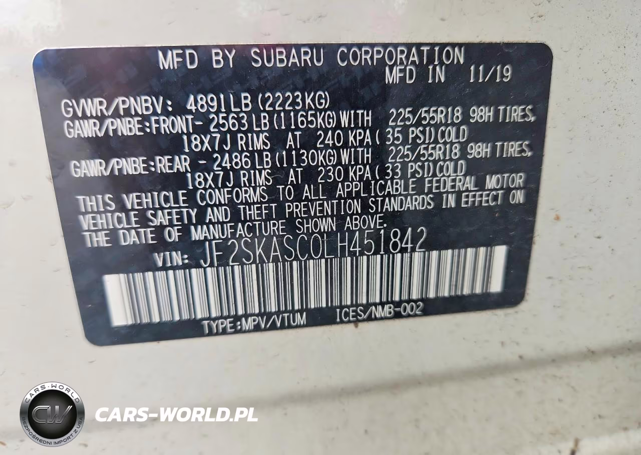 2020 Subaru Forester Limited VIN:JF2SKASC0LH451842 - 13