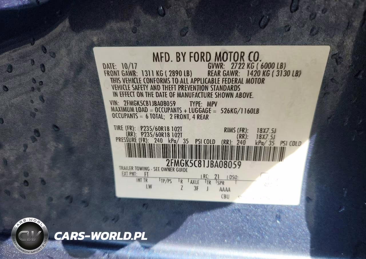 2018 Ford Flex Sel VIN:2FMGK5C81JBA08059 - 13