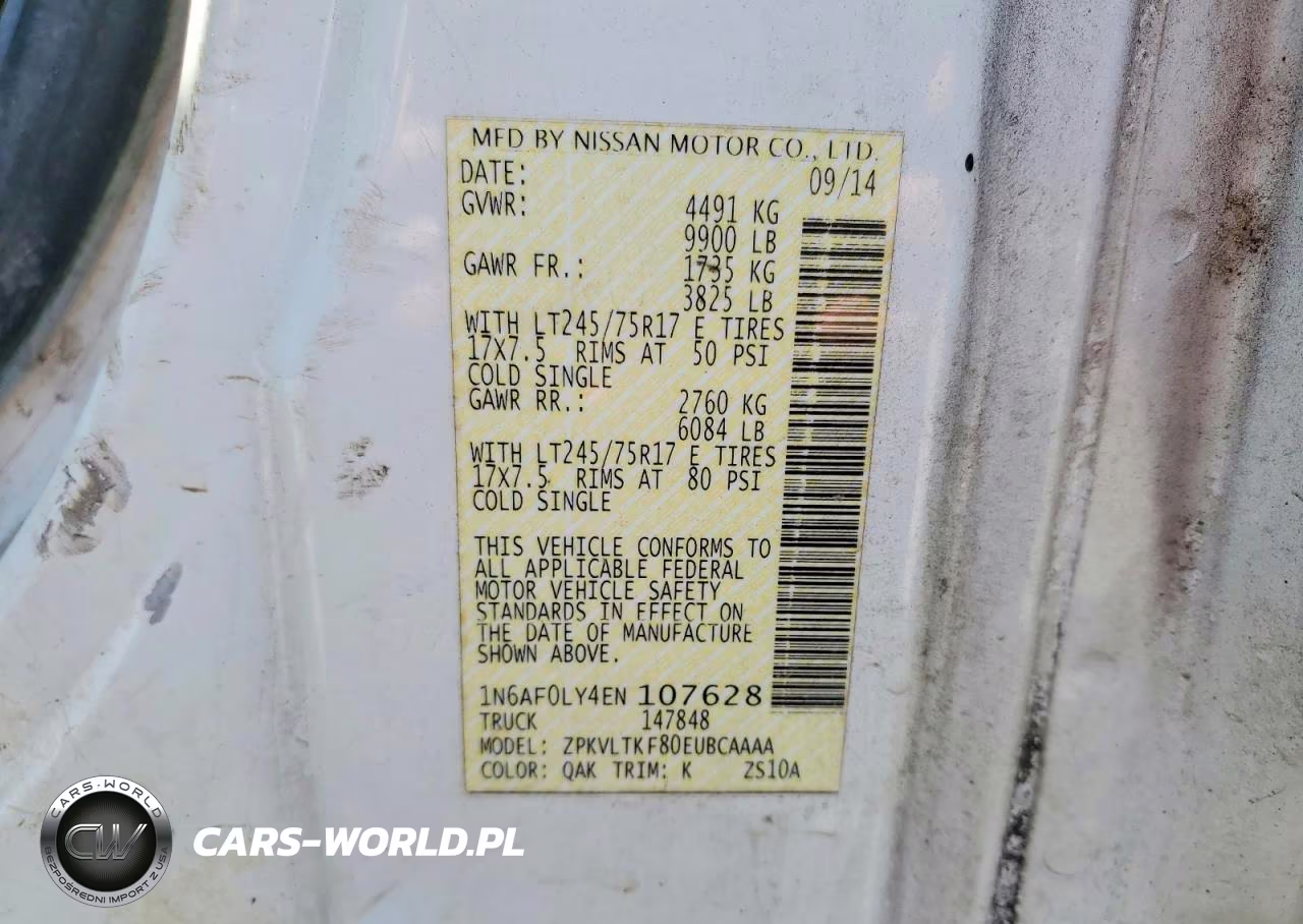 2014 Nissan Nv 2500 Hd S VIN:1N6AF0LY4EN107628 - 13