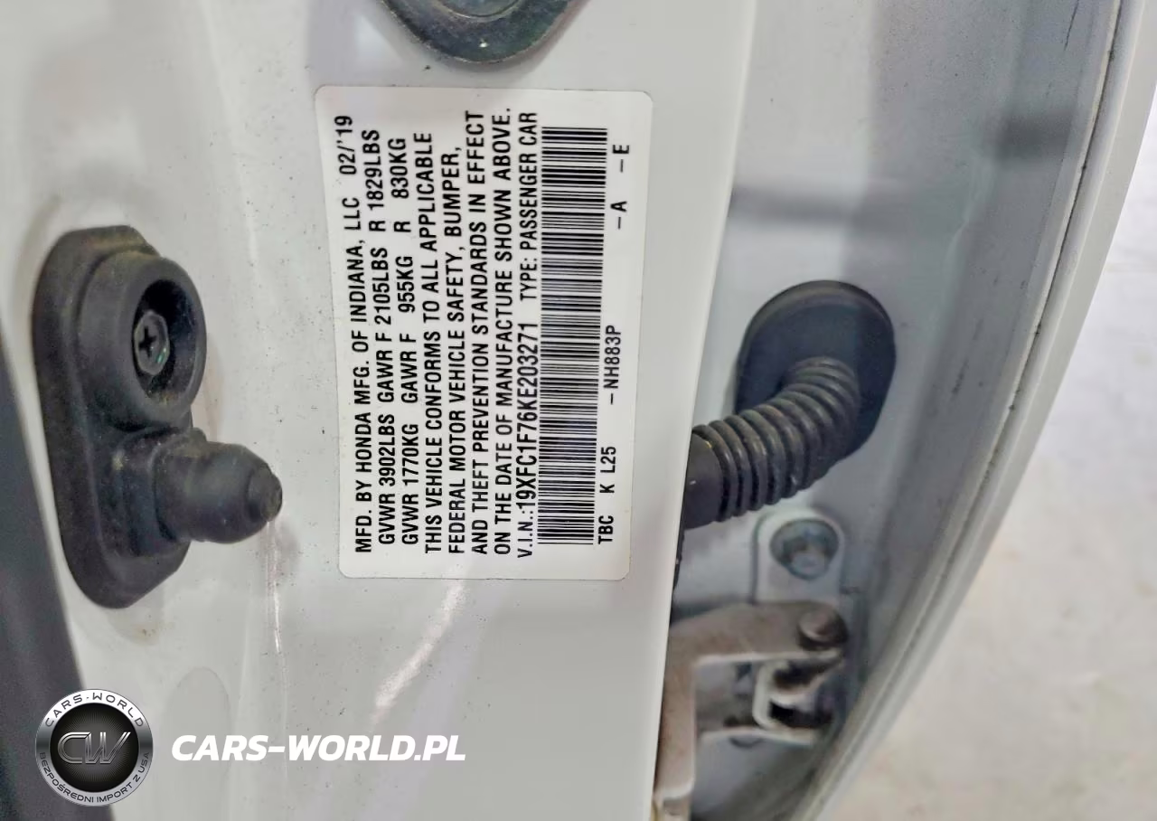 2019 Honda Civic Exl VIN:19XFC1F76KE203271 - 12