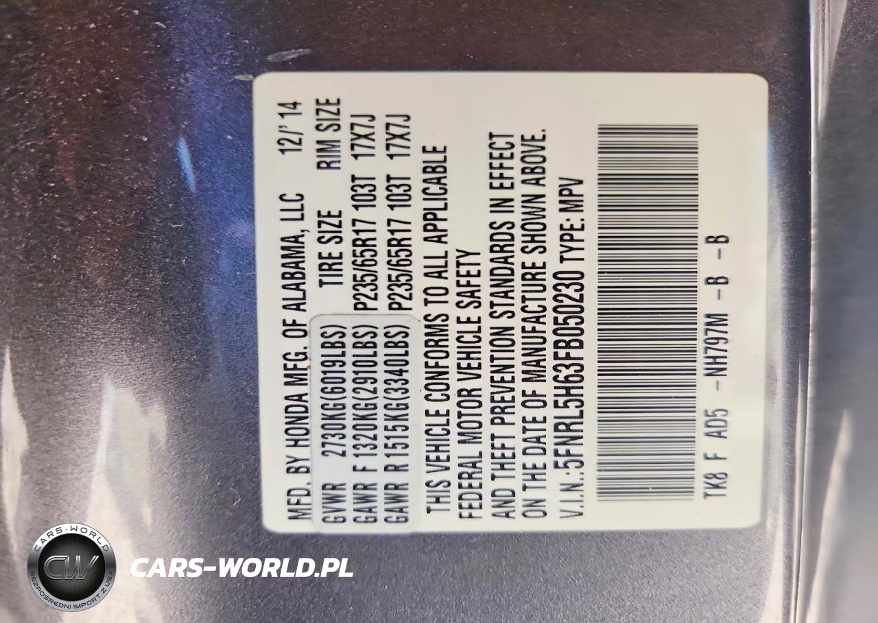 2015 Honda Odyssey Exl VIN:5FNRL5H63FB050230 - 14