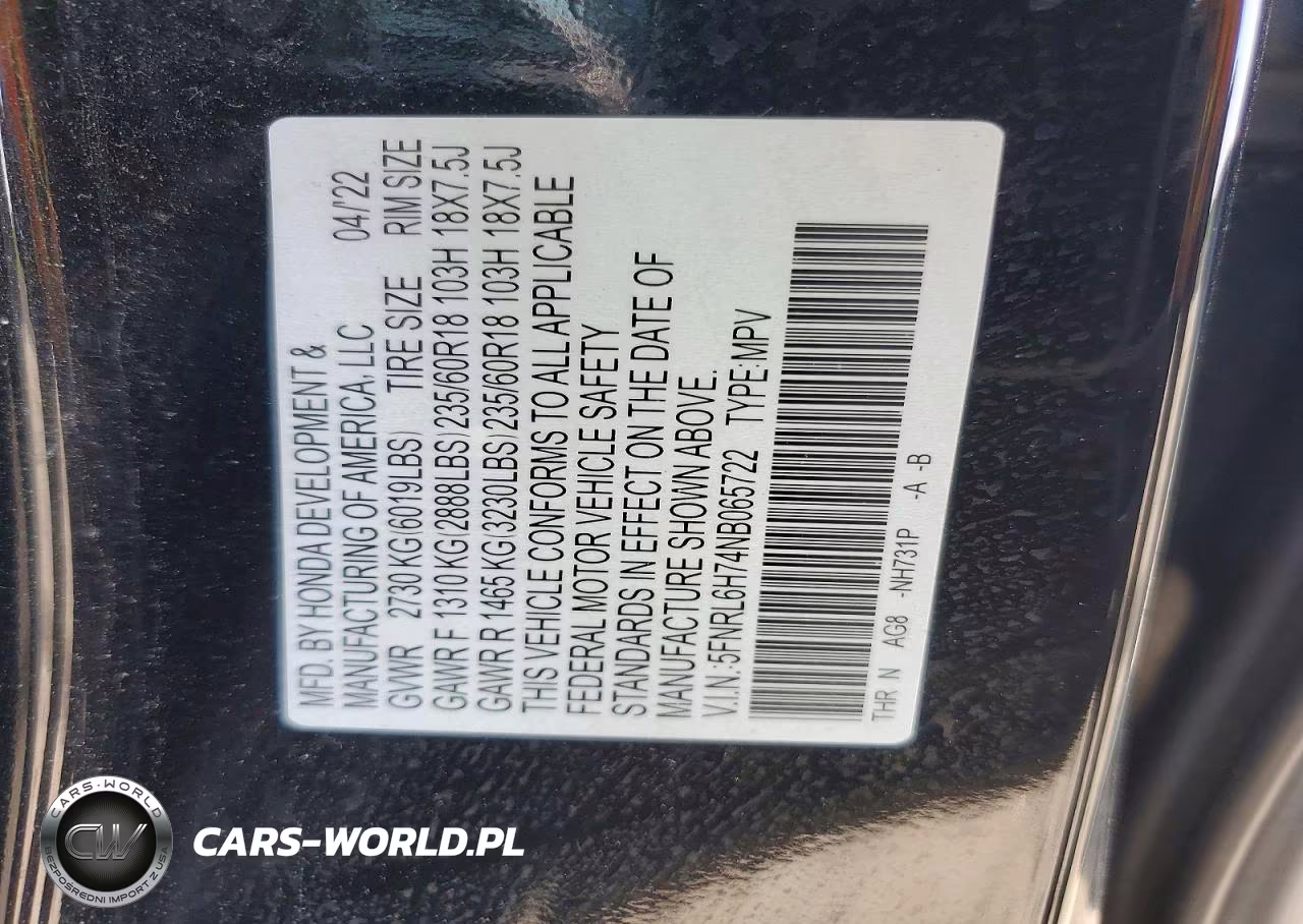 2022 Honda Odyssey Exl VIN:5FNRL6H74NB065722 - 13