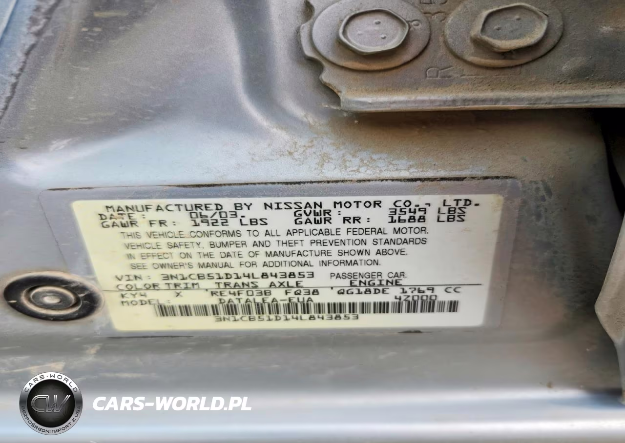 2004 Nissan Sentra 1.8 VIN:3N1CB51D14L843853 - 12