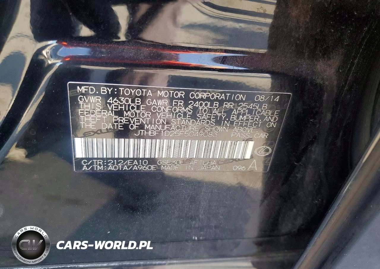 2015 Lexus Is 250 VIN:JTHBF1D25F5049083 - 13