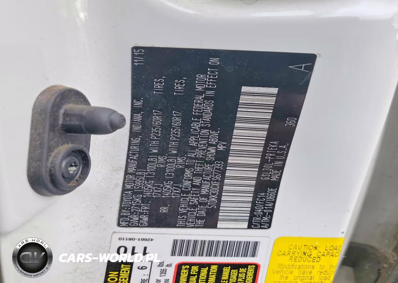 2015 Toyota Sienna Le VIN:5TDKK3DCXFS677393 - 13