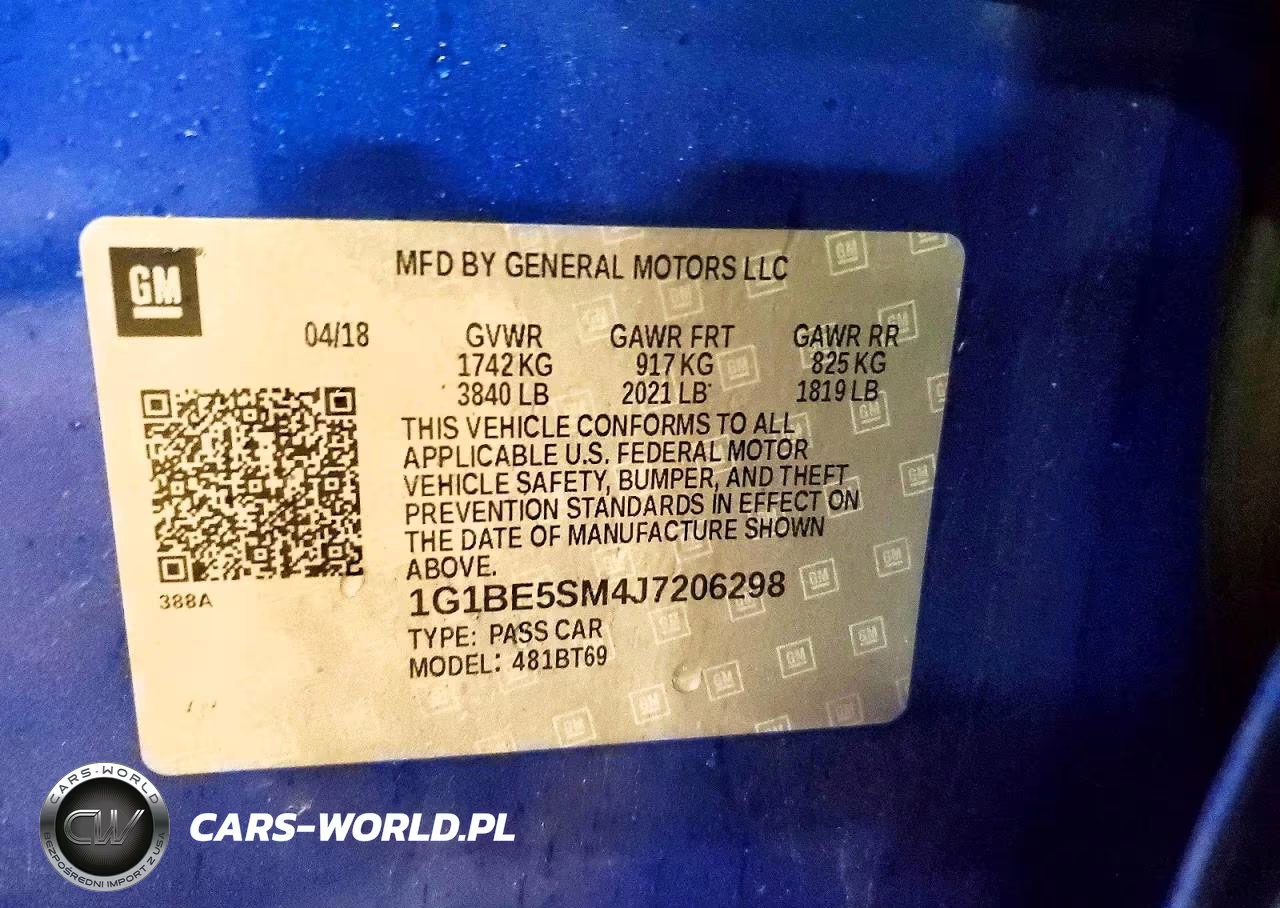 2018 Chevrolet Cruze Lt VIN:1G1BE5SM4J7206298 - 12