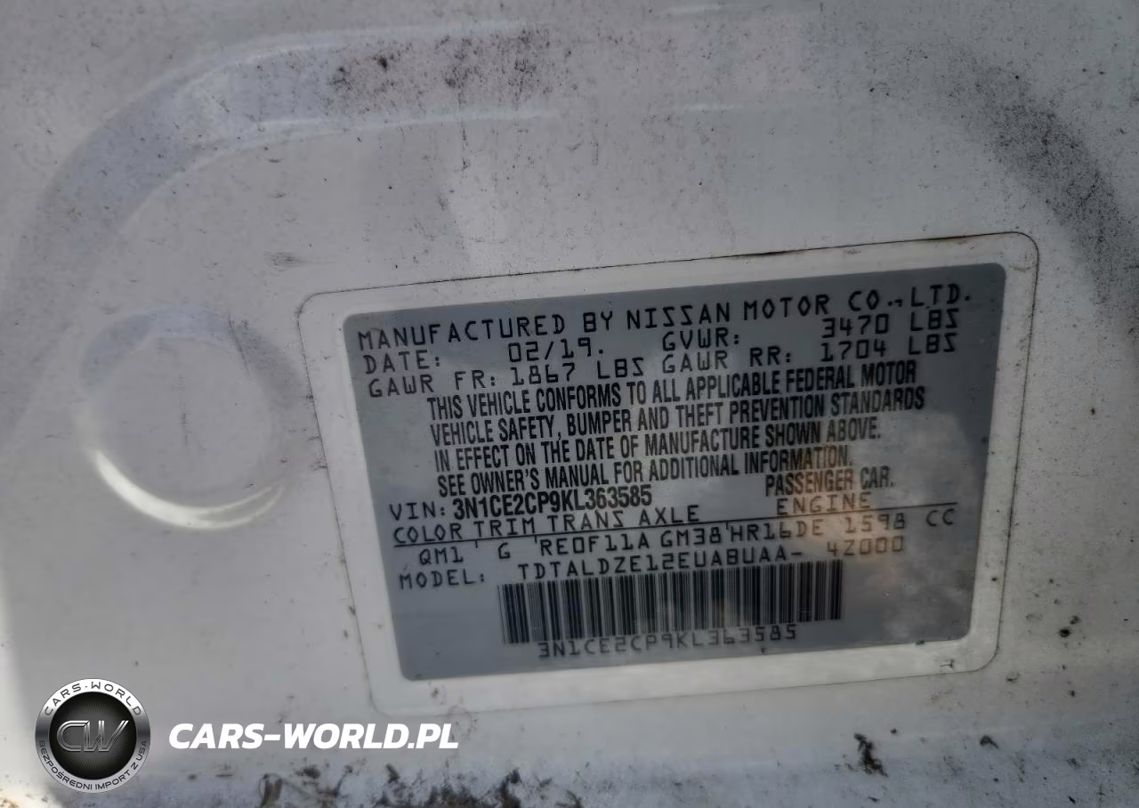 2019 Nissan Versa Note Sv VIN:3N1CE2CP9KL363585 - 12