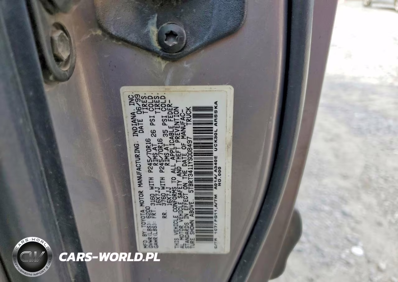 2000 Toyota Tundra Sr5 VIN:5TBRT3411YS008497 - 12