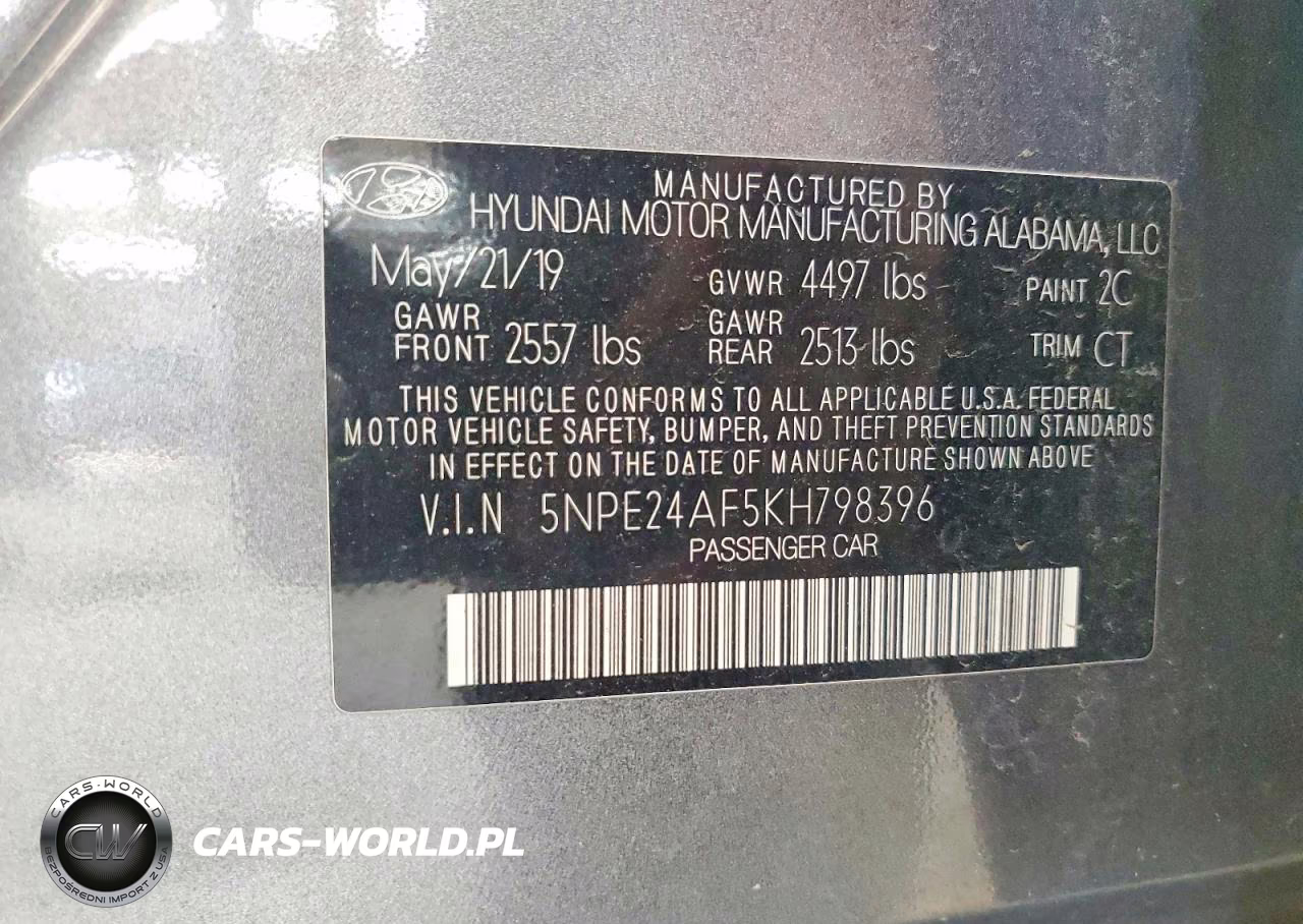 2019 Hyundai Sonata Se VIN:5NPE24AF5KH798396 - 12